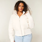 Manteau Matelassé Capuche Amovible Fausse Fourrure