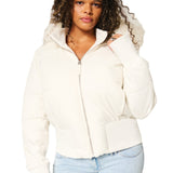 Manteau Matelassé Capuche Amovible Fausse Fourrure