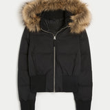 Manteau Matelassé Capuche Amovible Fausse Fourrure