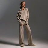 Ensemble Pull Polo Pantalon Large Femme