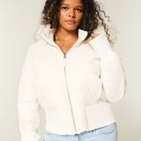 Manteau Matelassé Capuche Amovible Fausse Fourrure