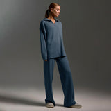 Ensemble Pull Polo Pantalon Large Femme