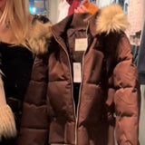 Manteau Matelassé Capuche Amovible Fausse Fourrure