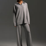 Ensemble Pull Polo Pantalon Large Femme