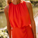 Robe Midi Sans Manches Encolure Haute Fente