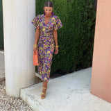 Robe Maxi Col V Manches Courtes