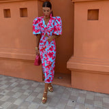 Robe Maxi Col V Manches Courtes