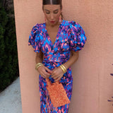 Robe Maxi Col V Manches Courtes