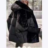Doudoune Oversize Col Fausse Fourrure Grande Capuche