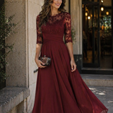 Robe Soirée Maxi A-Line Manches 3/4