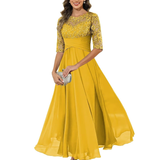 Robe Soirée Maxi A-Line Manches 3/4
