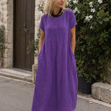 Robe Maxi Coupe Ample Manches Courtes