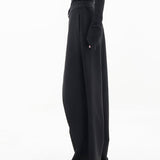 Pantalon Taille Haute Asymétrique Jambes Superposées