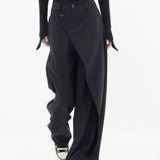 Pantalon Taille Haute Asymétrique Jambes Superposées