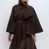 Manteau Cape Col Haut Femme