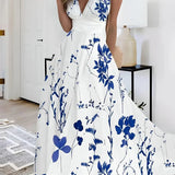 Robe Maxi Sans Manches Motif Floral Ceinture