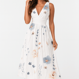Robe Maxi Sans Manches Motif Floral Ceinture