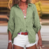 Blouse Lin Manches Longues Col V