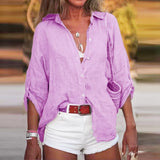 Blouse Lin Manches Longues Col V