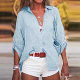 Blouse Lin Manches Longues Col V