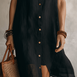 Robe Chemise Midi Boutons Contrastants Fente