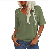T-shirt Ample Col U Femme