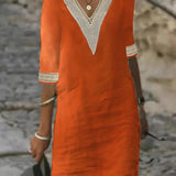 Robe Midi Col V Manches Courtes