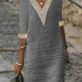 Robe Midi Col V Manches Courtes