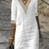 Robe Midi Col V Manches Courtes