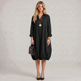 Robe Midi Boutonnée en Lin