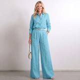Pantalon Palazzo en Lin à Jambes Larges