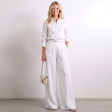 Pantalon Palazzo en Lin à Jambes Larges