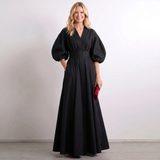 Robe Maxi A-Line à Manches Courtes