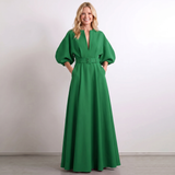 Robe Maxi A-Line à Manches Courtes