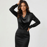 Blouse à col drapé