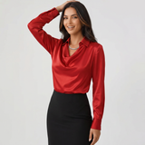 Blouse à col drapé