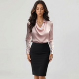 Blouse à col drapé