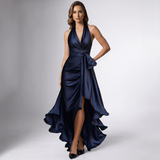 Robe à volants en wrap halter