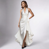 Robe à volants en wrap halter