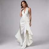 Robe à volants en wrap halter