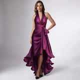 Robe à volants en wrap halter