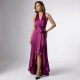 Robe à volants en wrap halter