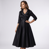 Robe Midi A-Line à Col Drapé