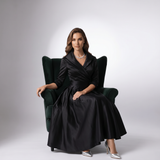 Robe Midi A-Line à Col Drapé