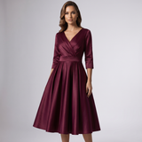 Robe Midi A-Line à Col Drapé