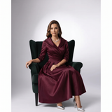 Robe Midi A-Line à Col Drapé