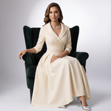 Robe Midi A-Line à Col Drapé