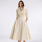 Robe Midi A-Line à Col Drapé