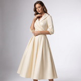 Robe Midi A-Line à Col Drapé