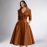 Robe Midi A-Line à Col Drapé
